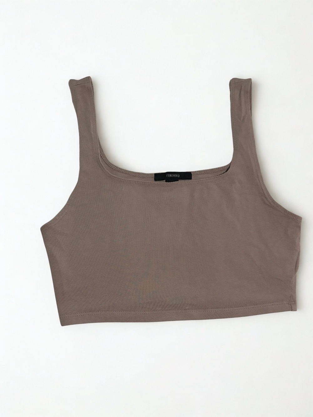 Forever 21 Taupe Square Neck Cropped Tank Top